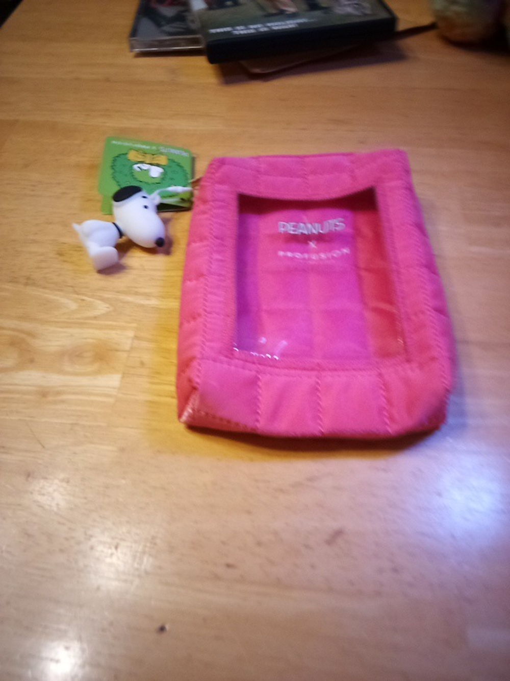 Peanuts Pink Quilted Sleeve Phone Pouch with Clear Window